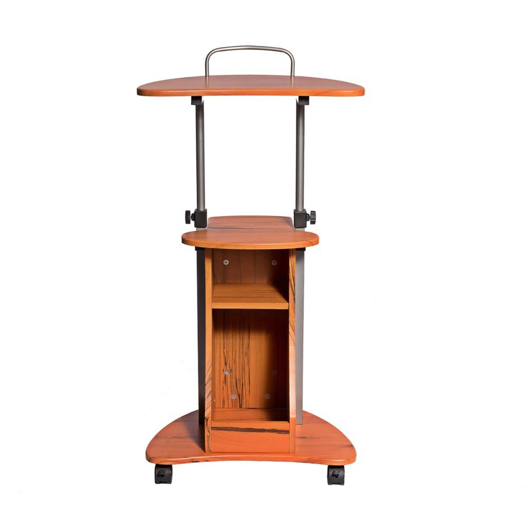 Techni Mobili Sit-to-Stand Rolling Adjustable Height Laptop Cart With Storage Desks