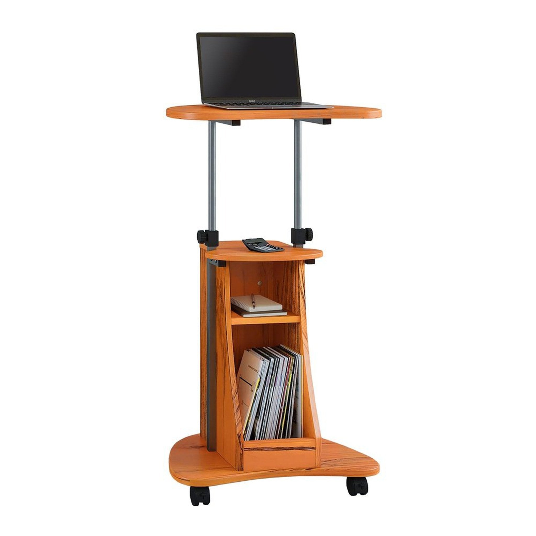 Techni Mobili Sit-to-Stand Rolling Adjustable Height Laptop Cart With Storage Desks