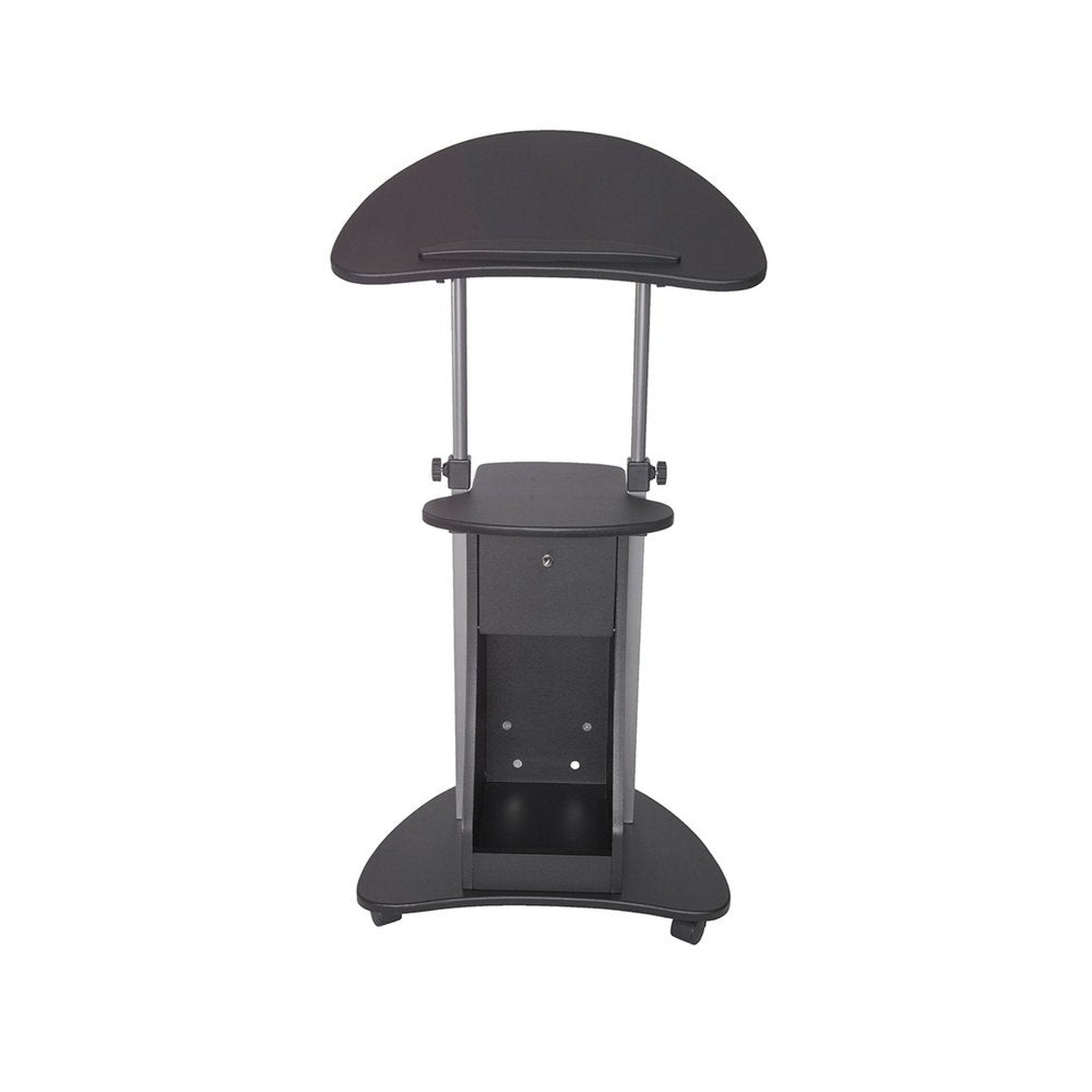 Techni Mobili Sit-to-Stand Rolling Adjustable Height Laptop Cart With Storage Desks