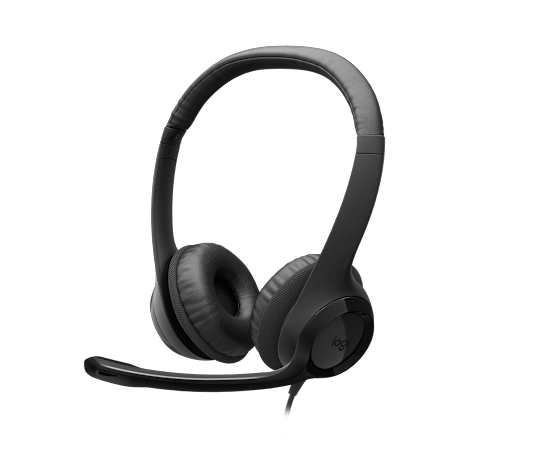 Logitech H390 black USB-A headset frontview view
