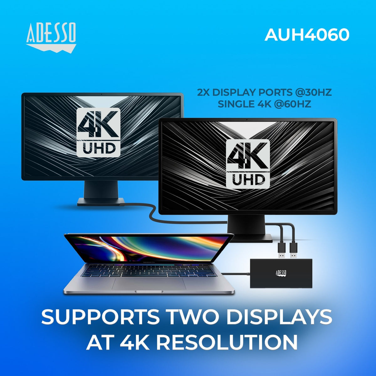 Adesso AUH-4060 driving two 4K displays