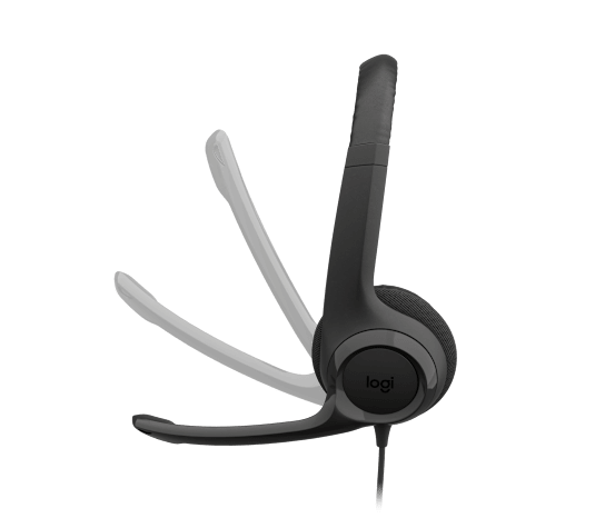 Logitech H390 black USB-A headset sideview view