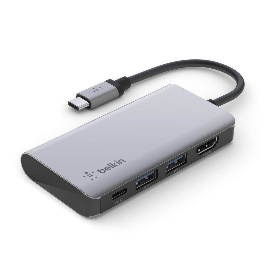 Belkin AVC006 space-grey multiport adapter, angled view
