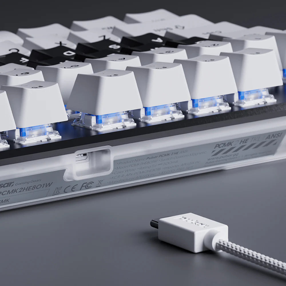 Pulsar PCMK Hall Effect Mechanical Keyboard TKL White Gateron x Pulsar Magnetic Keyboards