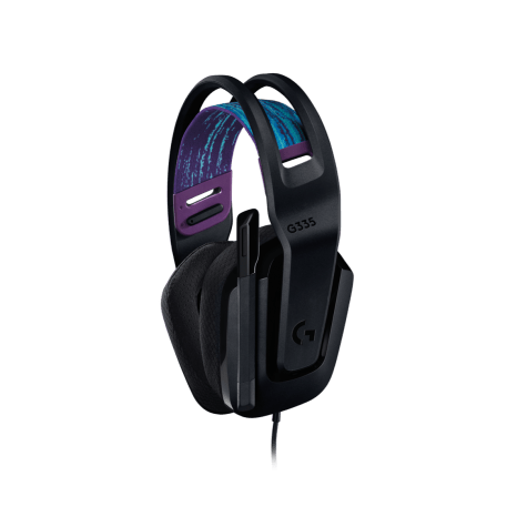 Logitech G335 black wired gaming headset, side view