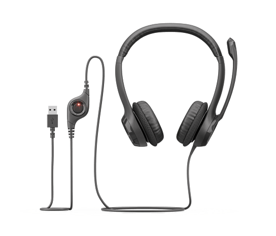 Logitech H390 black USB-A headset frontview view