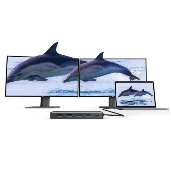 ALOGIC MV2 dock with two Full HD monitors and laptop