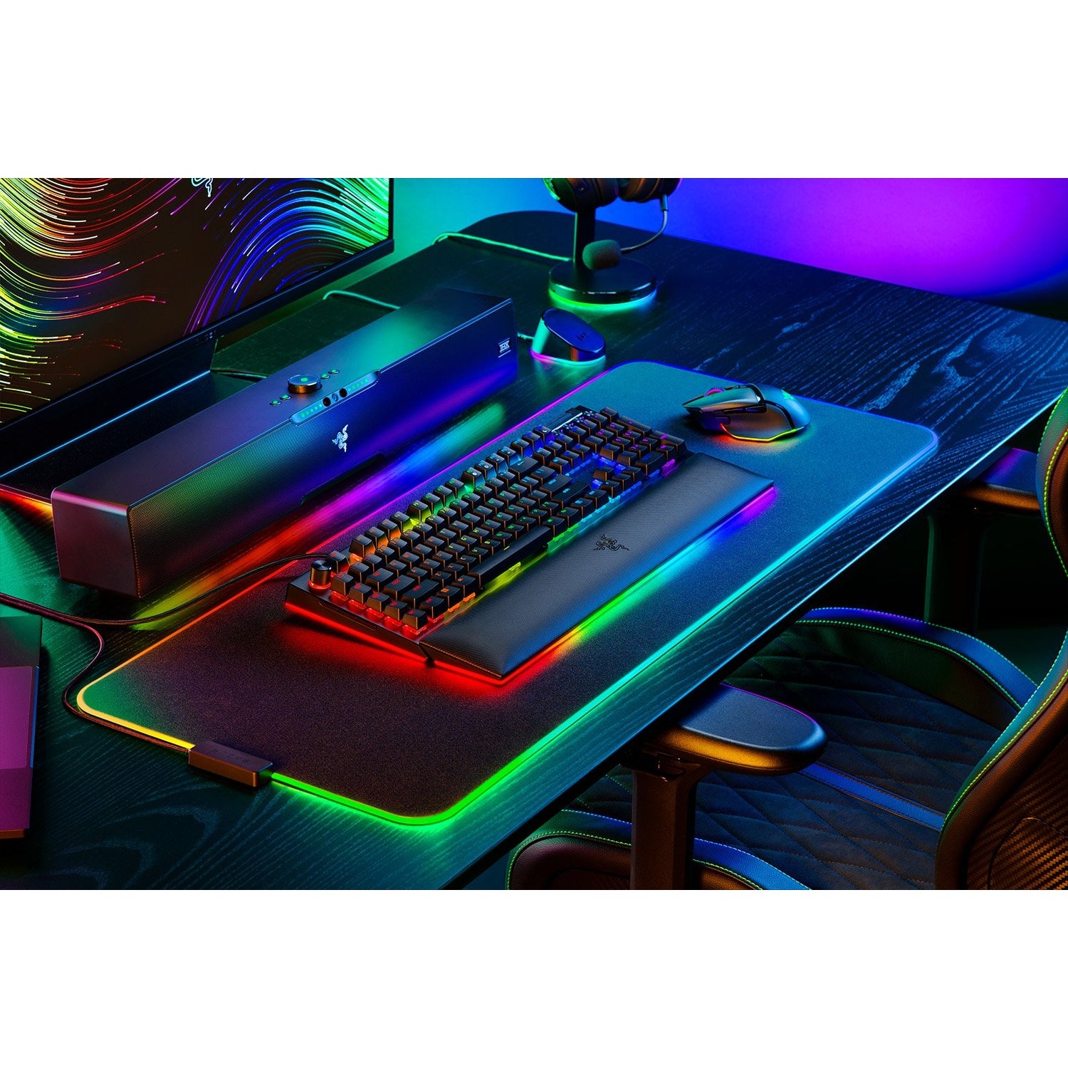 Razer Gaming Keyboard Wireless BlackWidow V4 Pro Green Mechanical Switches Chroma RGB With Wrist Rest – Black Keyboards