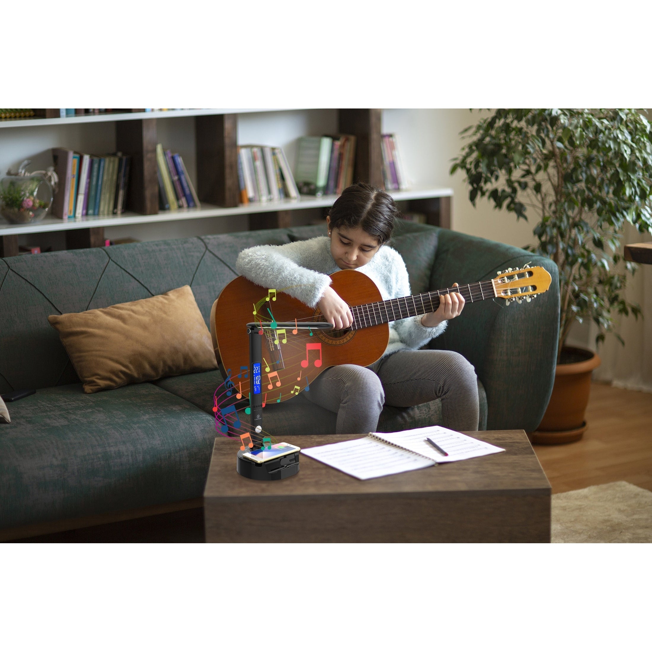 LumiCharge III - LED Desk Lamp with Wireless Charger, Bluetooth Speaker, App-Controls Lighting