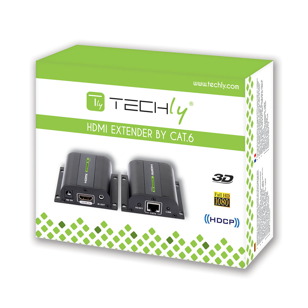 HDMI Cat5e/6/6a/7 Extender - 60m by Techly Power Adapters & Chargers
