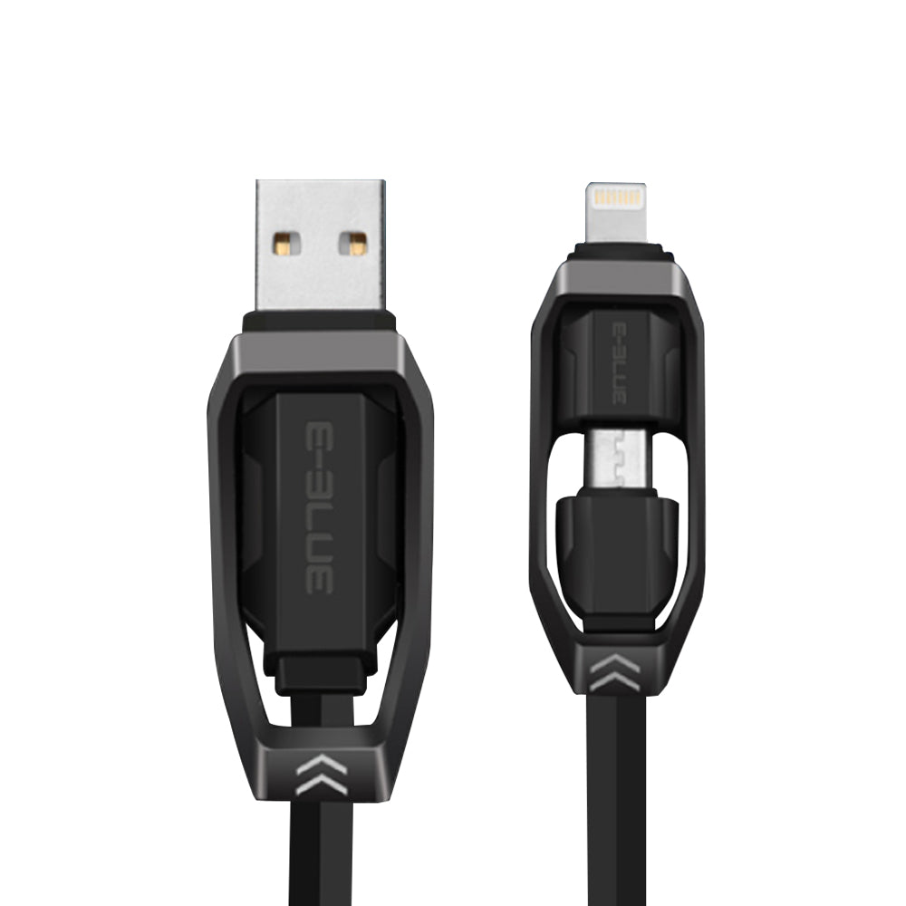 E-Blue Apple/Android 2-in-1 USB Cable, Black Cables