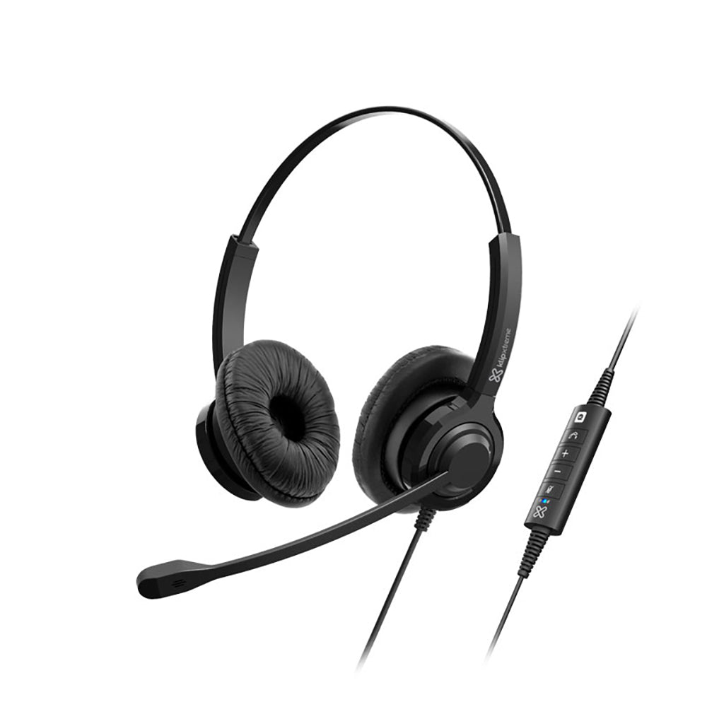 Klipxtreme Headset Business VoxPro-S USB Stereo with Boom Mic Noise Isolating Inline Volume Control/Mute Compatible with UC Platforms - Black Klipxtreme