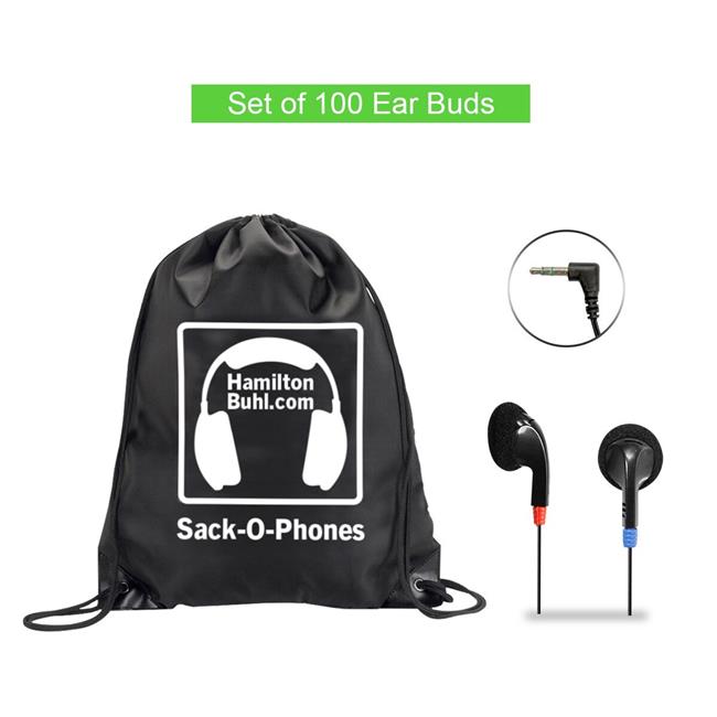 HamiltonBuhl Earbuds 100 PackSack-O-Phones With Carry Bag 3.5mm HamiltonBuhl