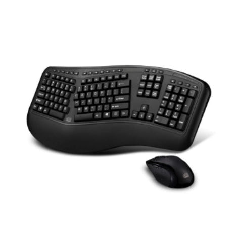Adesso Keyboard & Mouse Combo Wireless Ergonomic - Laser Mouse Adjustable DPI Settings PC/Mac - Black Adesso