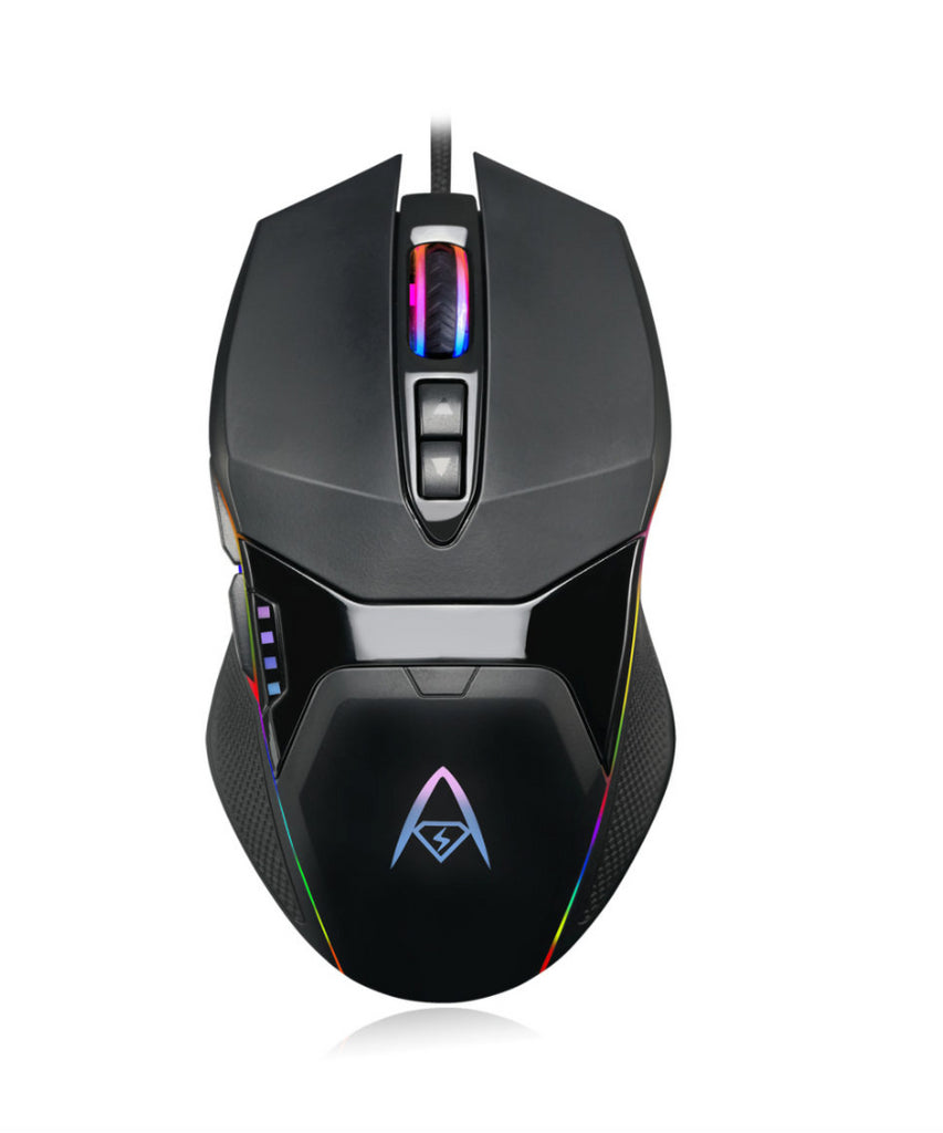 Adesso Gaming Mouse Wired X5 6 Button Illuminated Multi-Coloured lights up to 6400dpi Ambodextrous PC/Mac - Black Adesso 