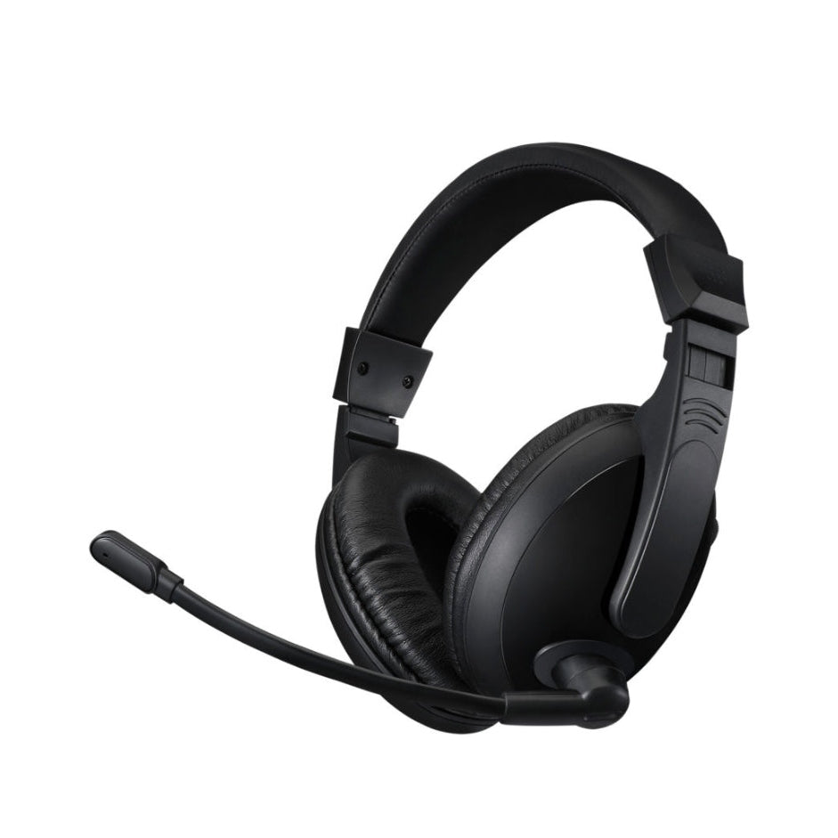 Adesso Headset Stereo with Boom Mic USB Multi-Media Volume Controls Comfortable Adjustable Headband - Black Adesso