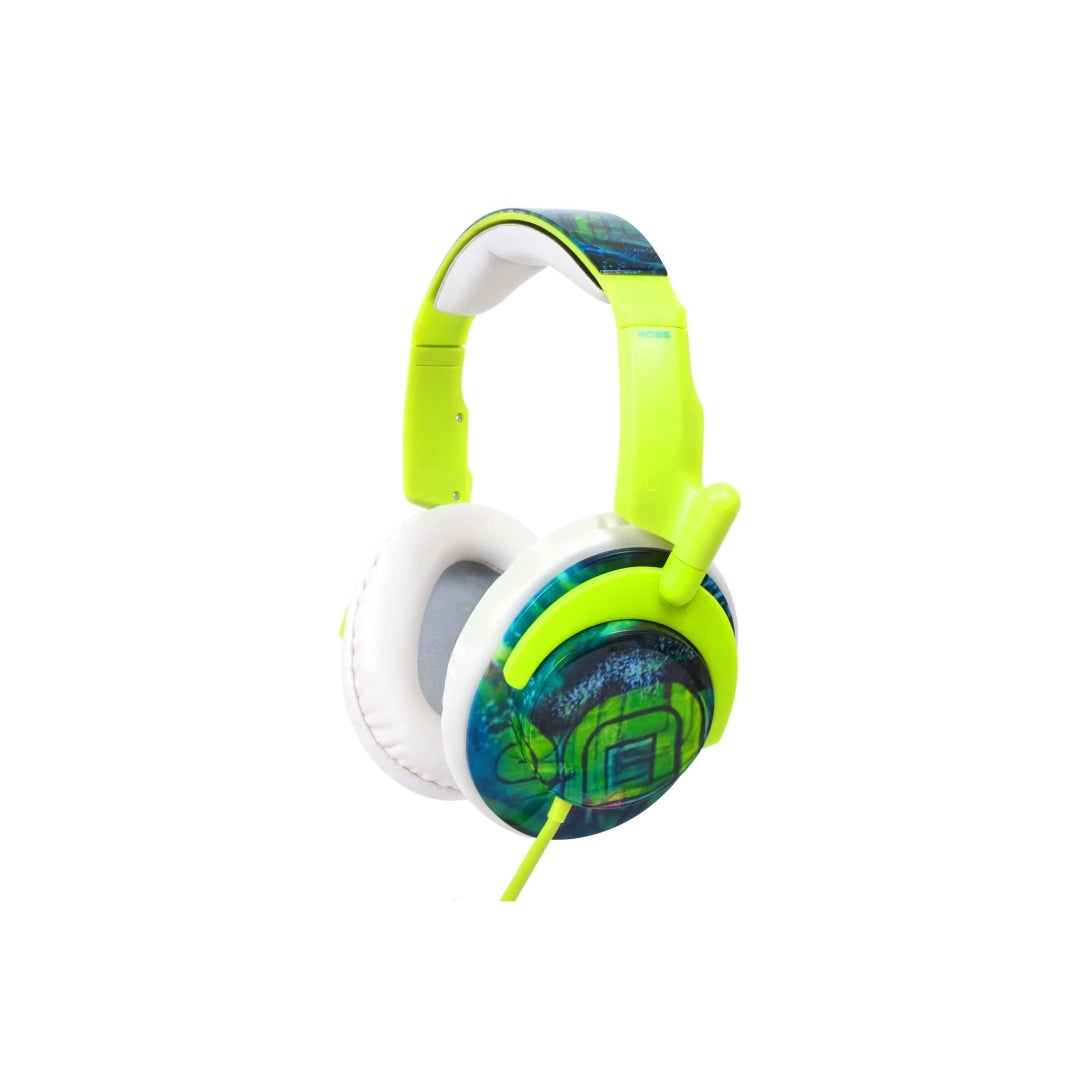 Koss Headphone Full Size Noise Isolating Deep Bass Extra Comfort Fold Flat Design Adjustable Padded Headband - Green Koss