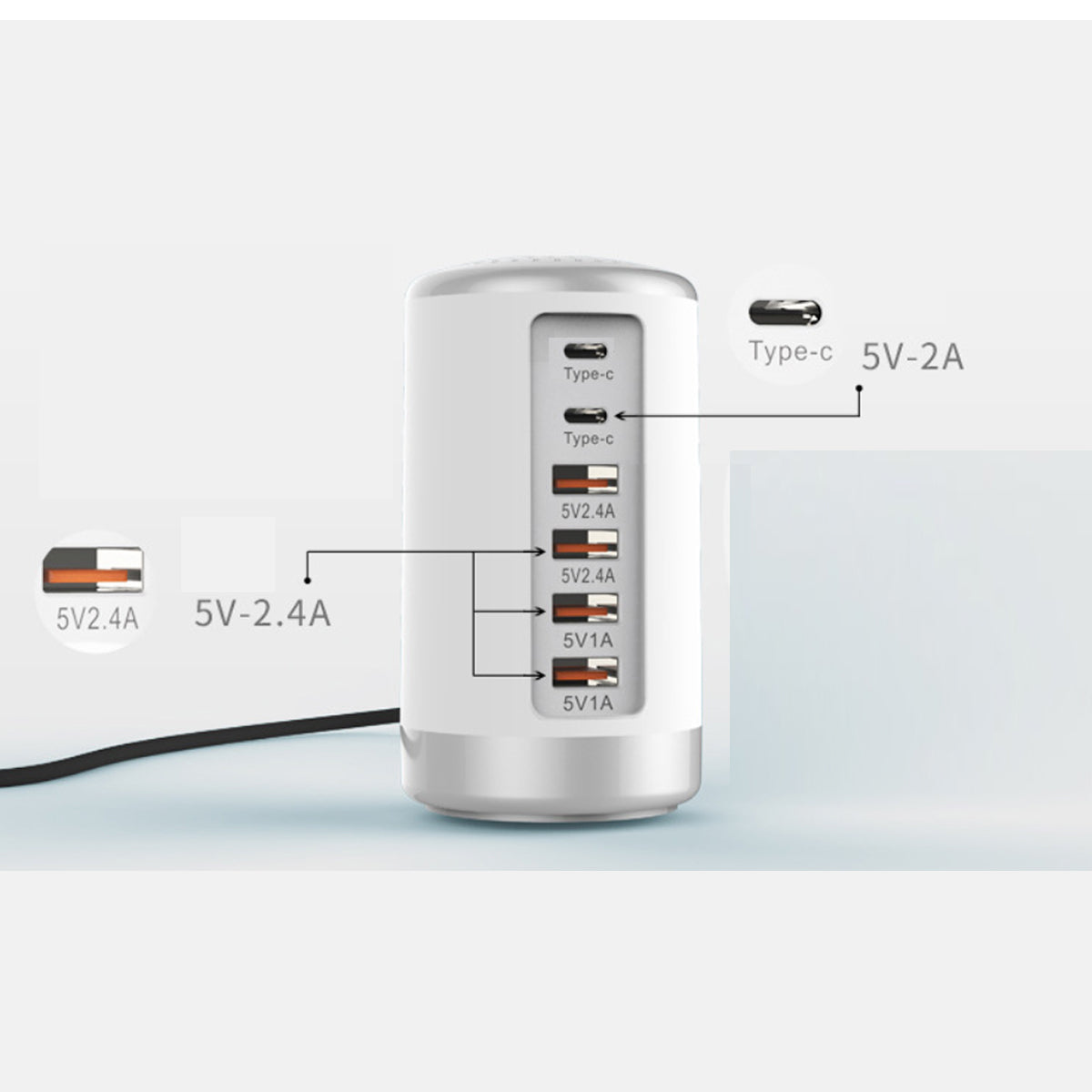Tower USB With 6 High Speed Charging Ports by VistaShops Power Adapter & Charger Accessories