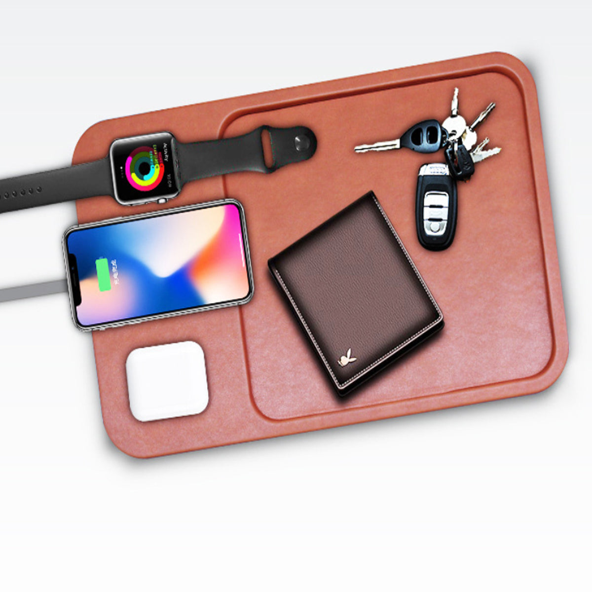 Catch All Tray Pod With 3 In 1 Smart Wireless Charger by VistaShops Power Adapters & Chargers