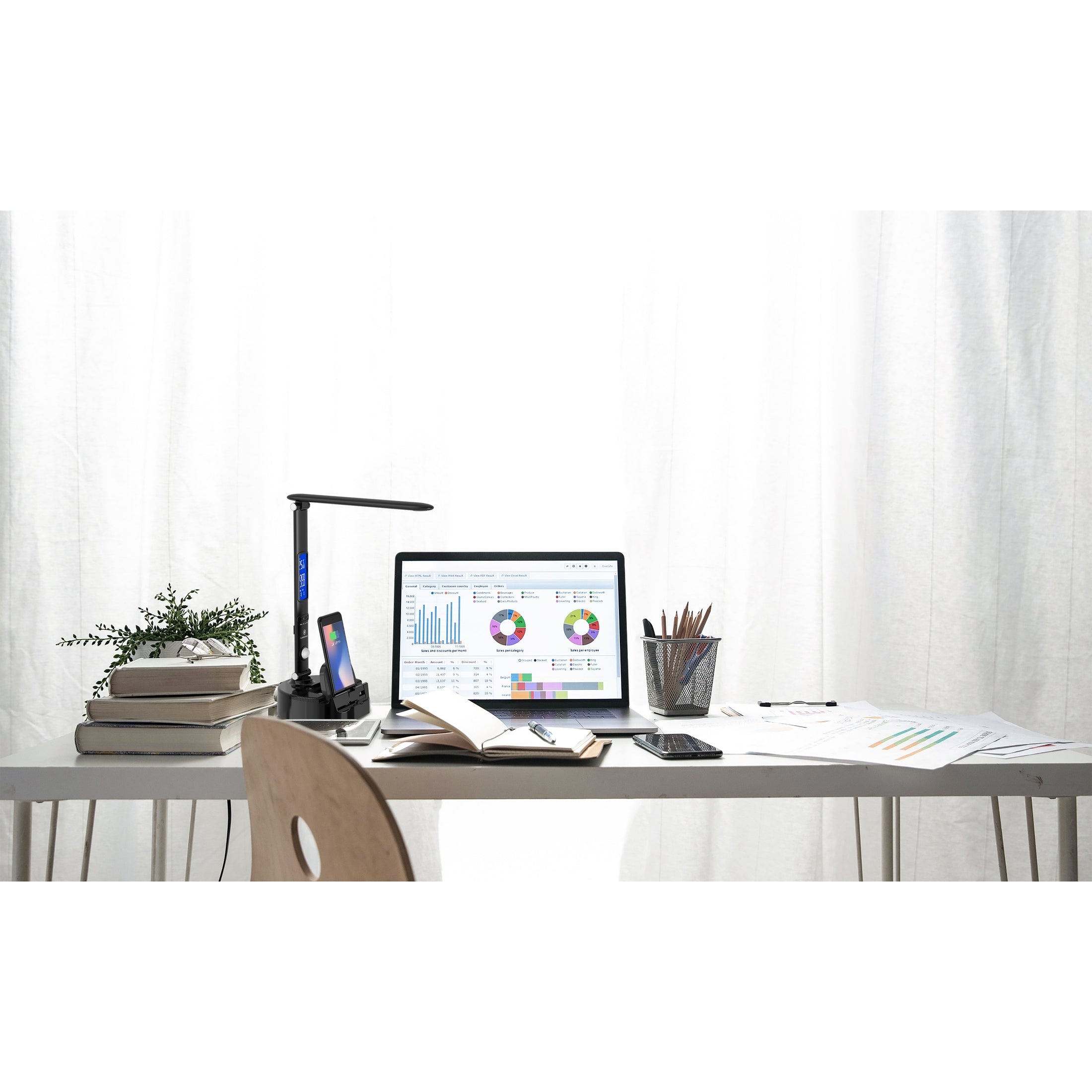 LumiCharge III - LED Desk Lamp with Wireless Charger, Bluetooth Speaker, App-Controls Lighting