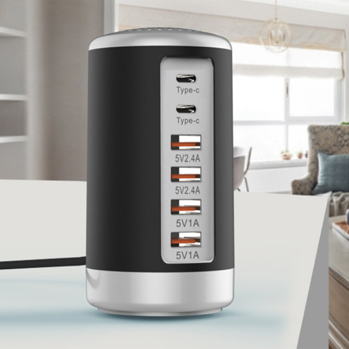 Tower USB With 6 High Speed Charging Ports by VistaShops Power Adapter & Charger Accessories