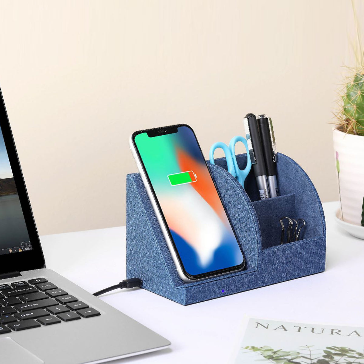 Soho Desk Organizer And Wireless Phone Charger by VistaShops Desk Organizers