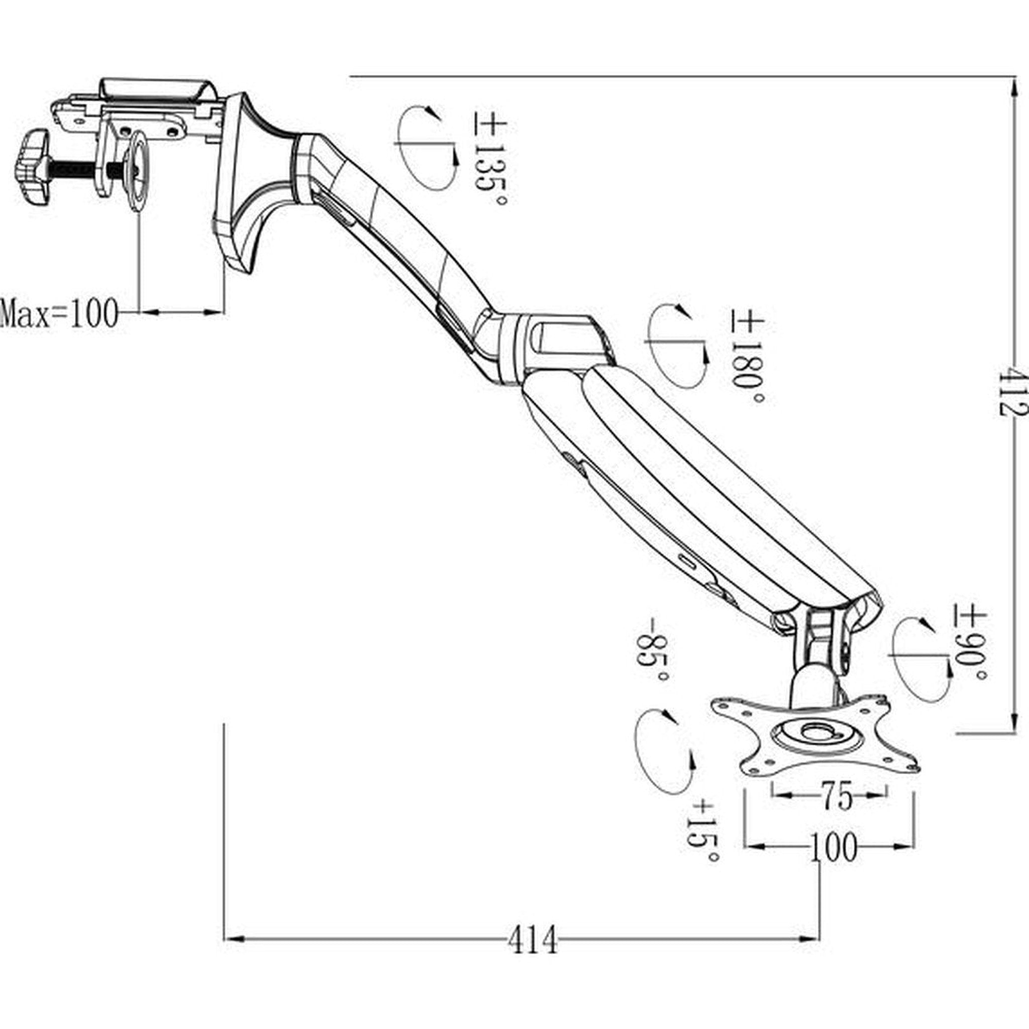 Adjustable Gas Spring Monitor Desk Mount Supports 13"-27" Office Desk Monitors by EFFYDESK EFFYDESK MONITOR ARMS