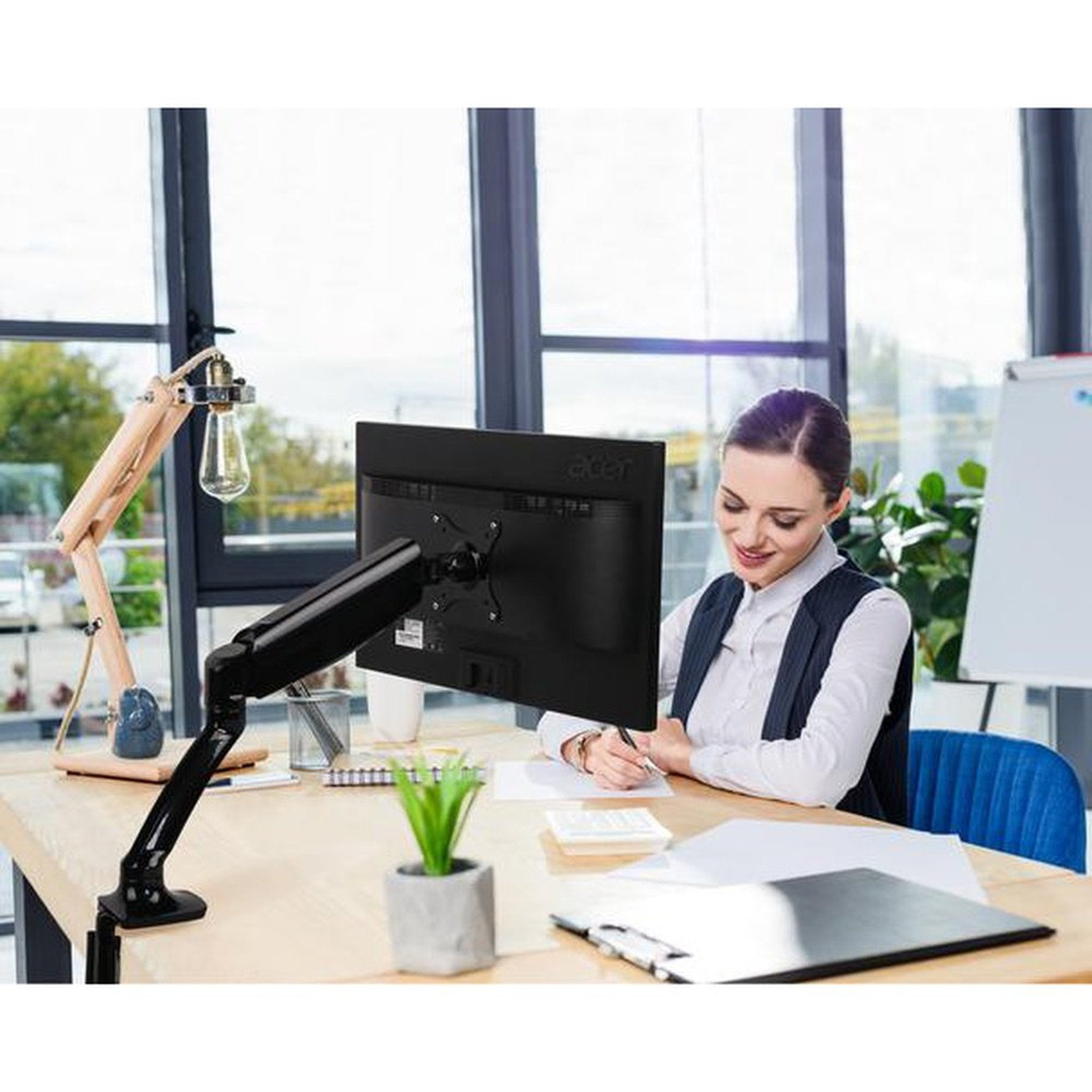 Adjustable Gas Spring Monitor Desk Mount Supports 13"-27" Office Desk Monitors by EFFYDESK EFFYDESK MONITOR ARMS