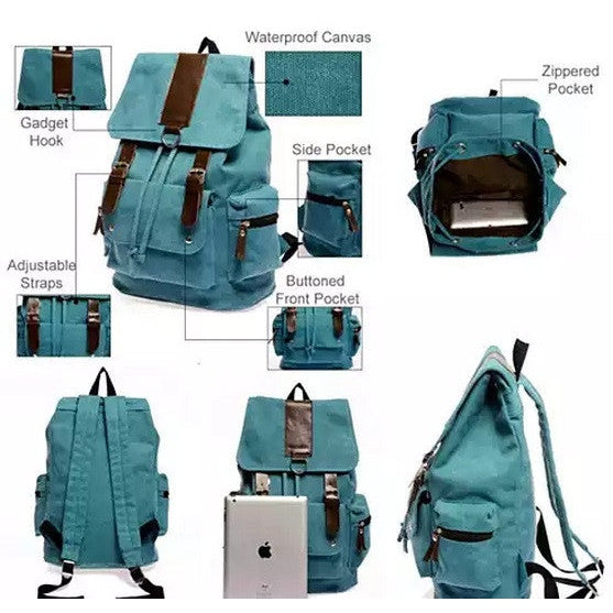 Back To Campus Canvas Backpack In 4 Colors by VistaShops Backpacks