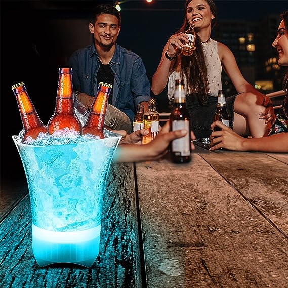 LumiCharge Lumi-Chill - Chilled Ice Bucket Wireless Speaker for Water,Wine,drinks,4 Hours of Playtime, Perfect Bar Accessories for Home, Portable Ice Bucket, Collapsable with LED Party Light and Speaker Speakers
