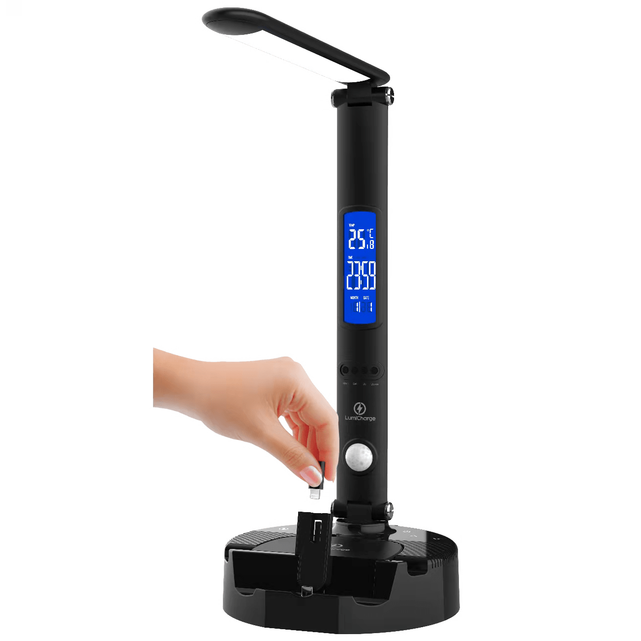 LumiCharge III - LED Desk Lamp with Wireless Charger, Bluetooth Speaker, App-Controls Lighting