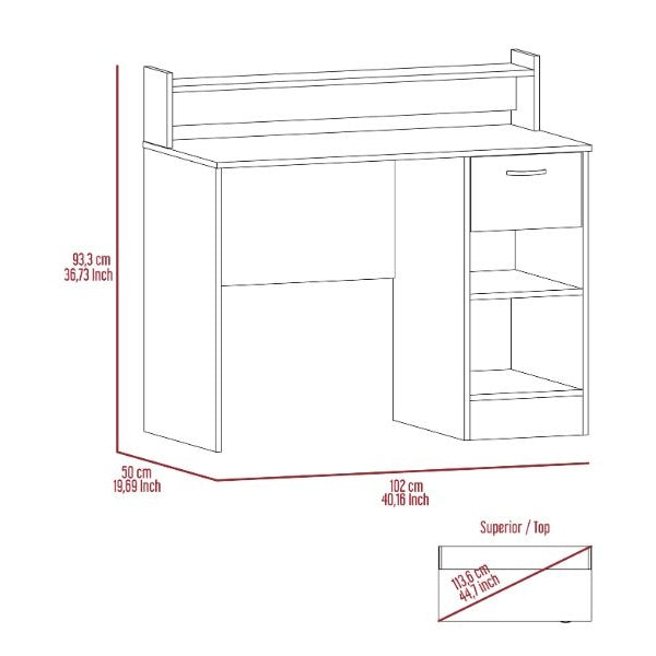 Charlotte Computer Desk, Two Shelves, One Drawer by FM FURNITURE Desks