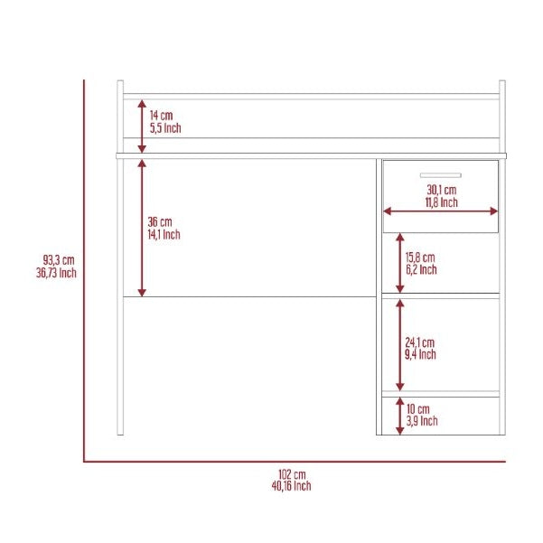 Charlotte Computer Desk, Two Shelves, One Drawer by FM FURNITURE Desks