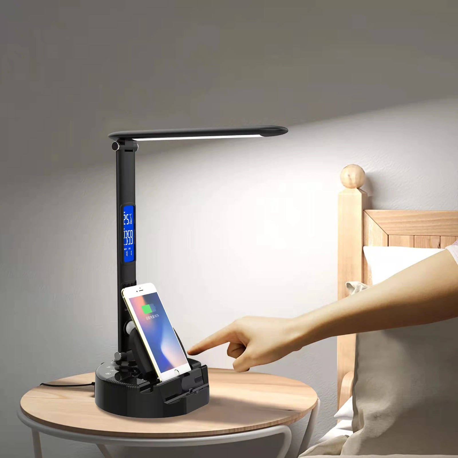 LumiCharge III - LED Desk Lamp with Wireless Charger, Bluetooth Speaker, App-Controls Lighting