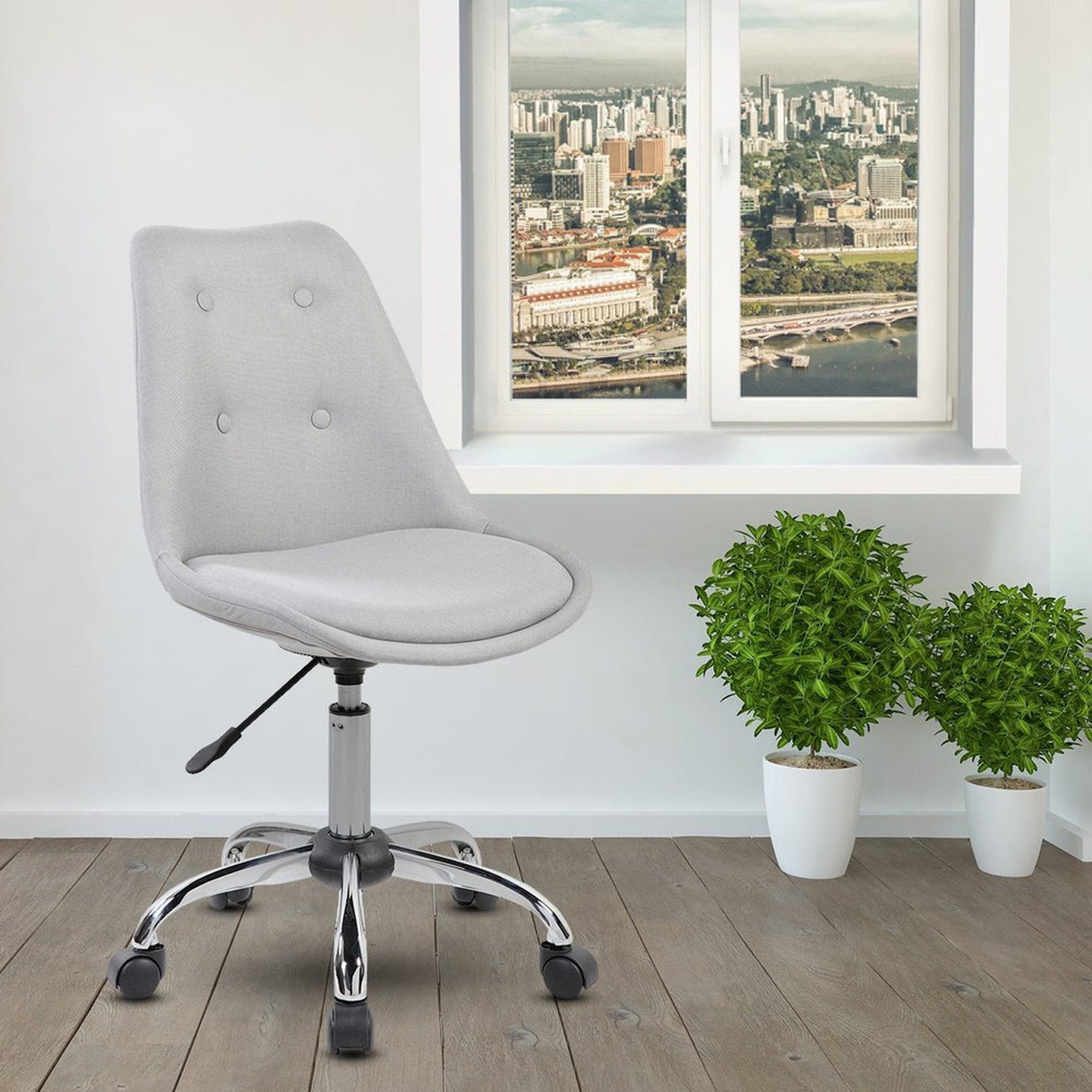 Techni Mobili Armless Task Chair with Buttons, Grey Techni Mobili Chairs