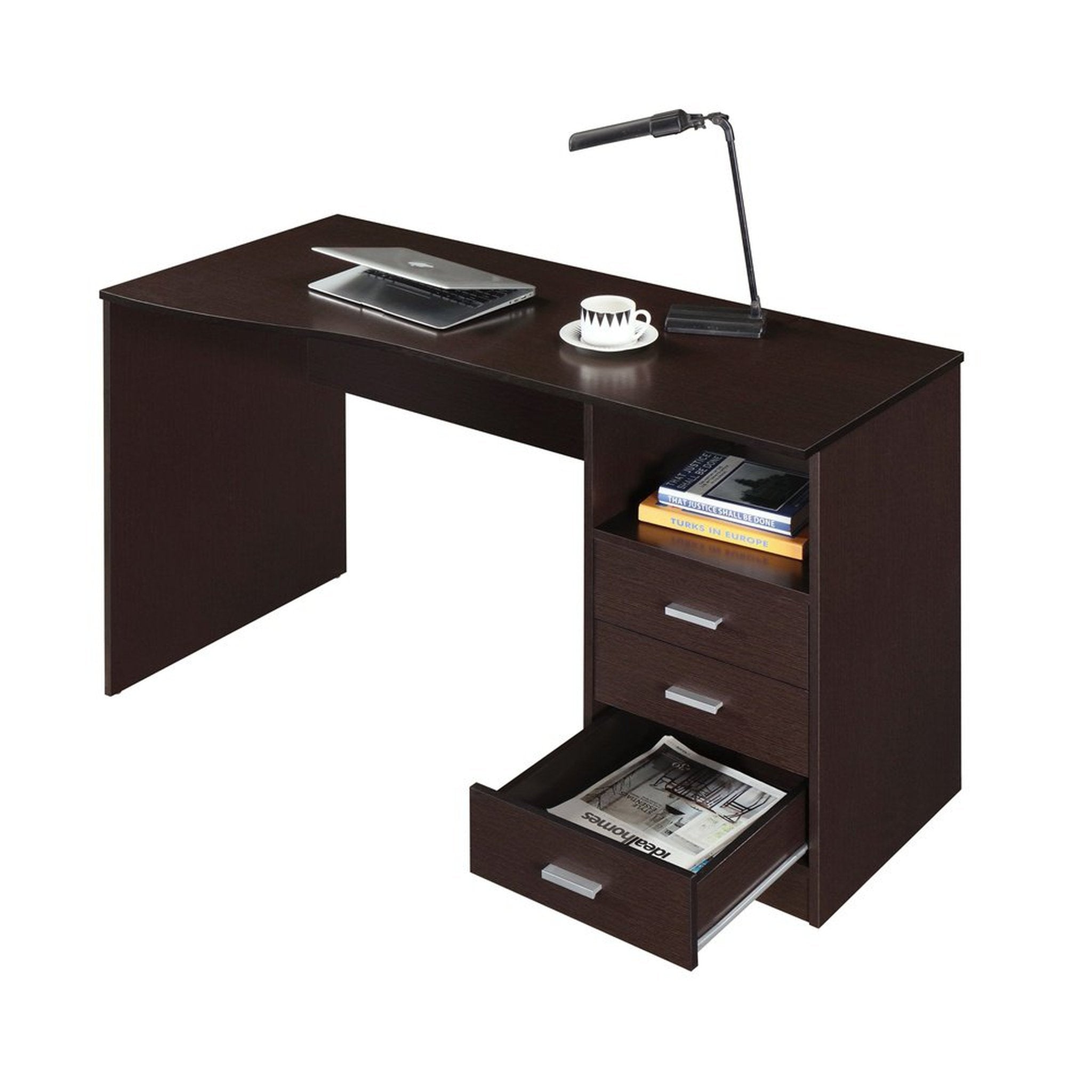 Techni Mobili Classic Computer Desk with Multiple Drawers, Wenge Techni Mobili Desks