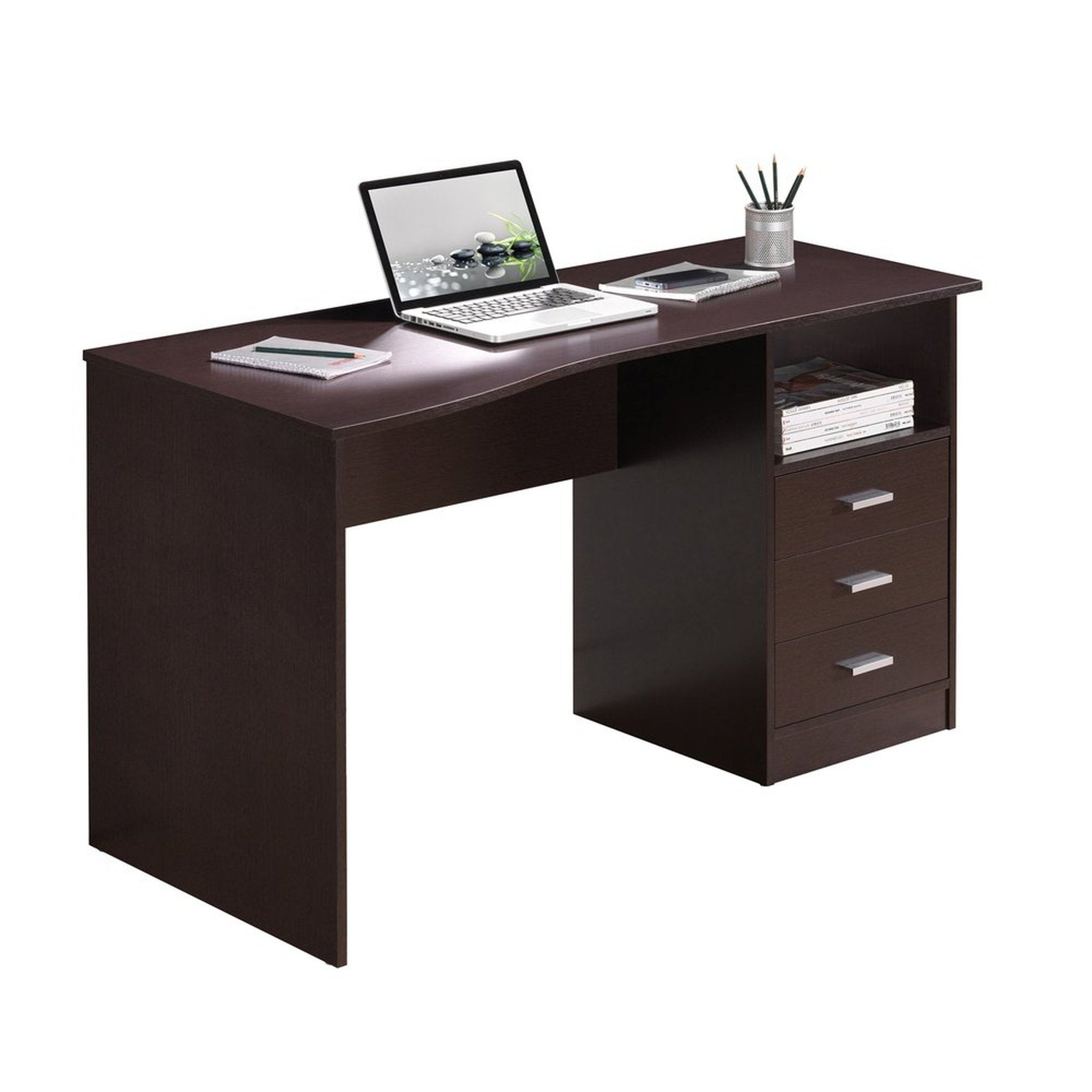 Techni Mobili Classic Computer Desk with Multiple Drawers, Wenge Techni Mobili Desks