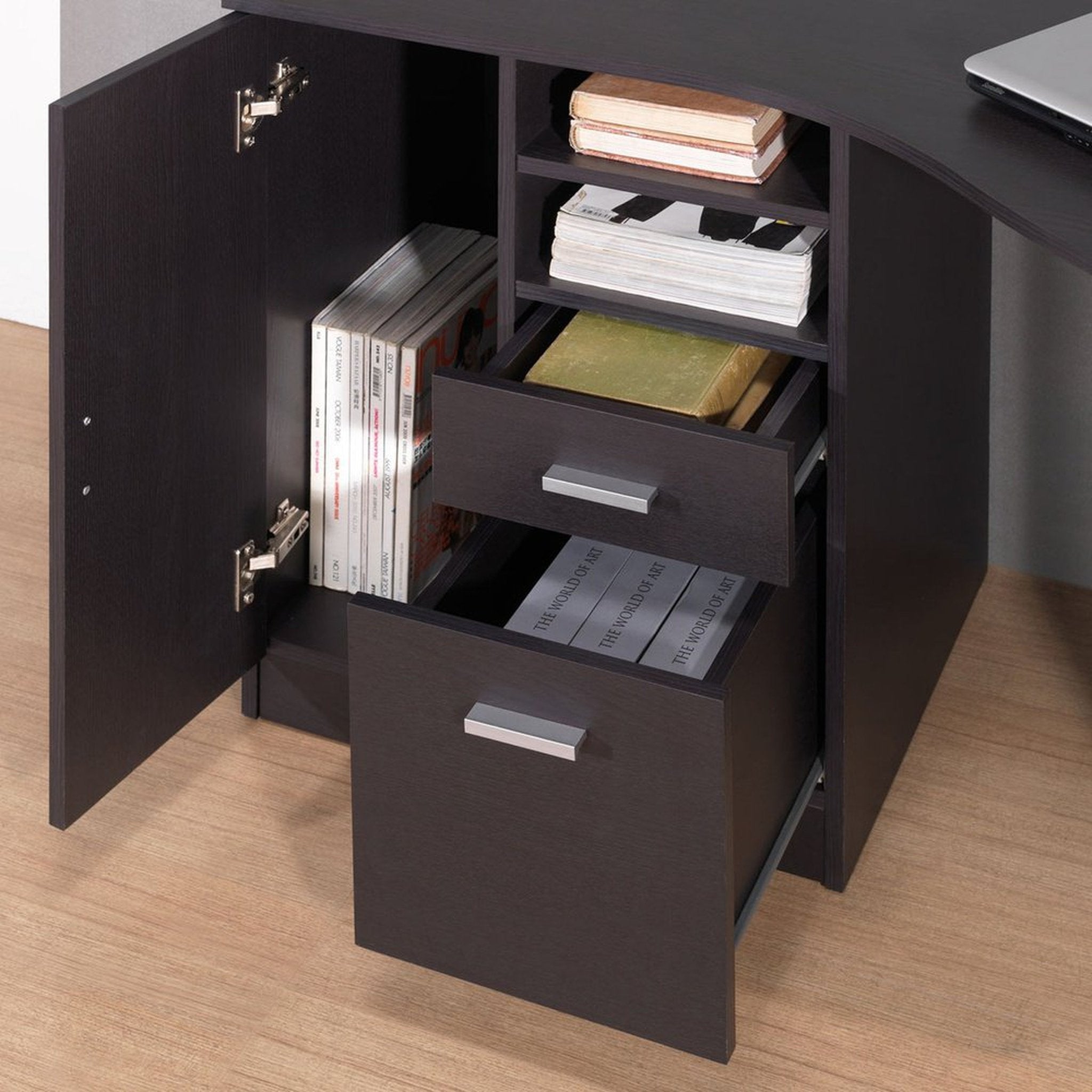 Techni Mobili Classic Office Desk with Storage, Espresso Techni Mobili Desks