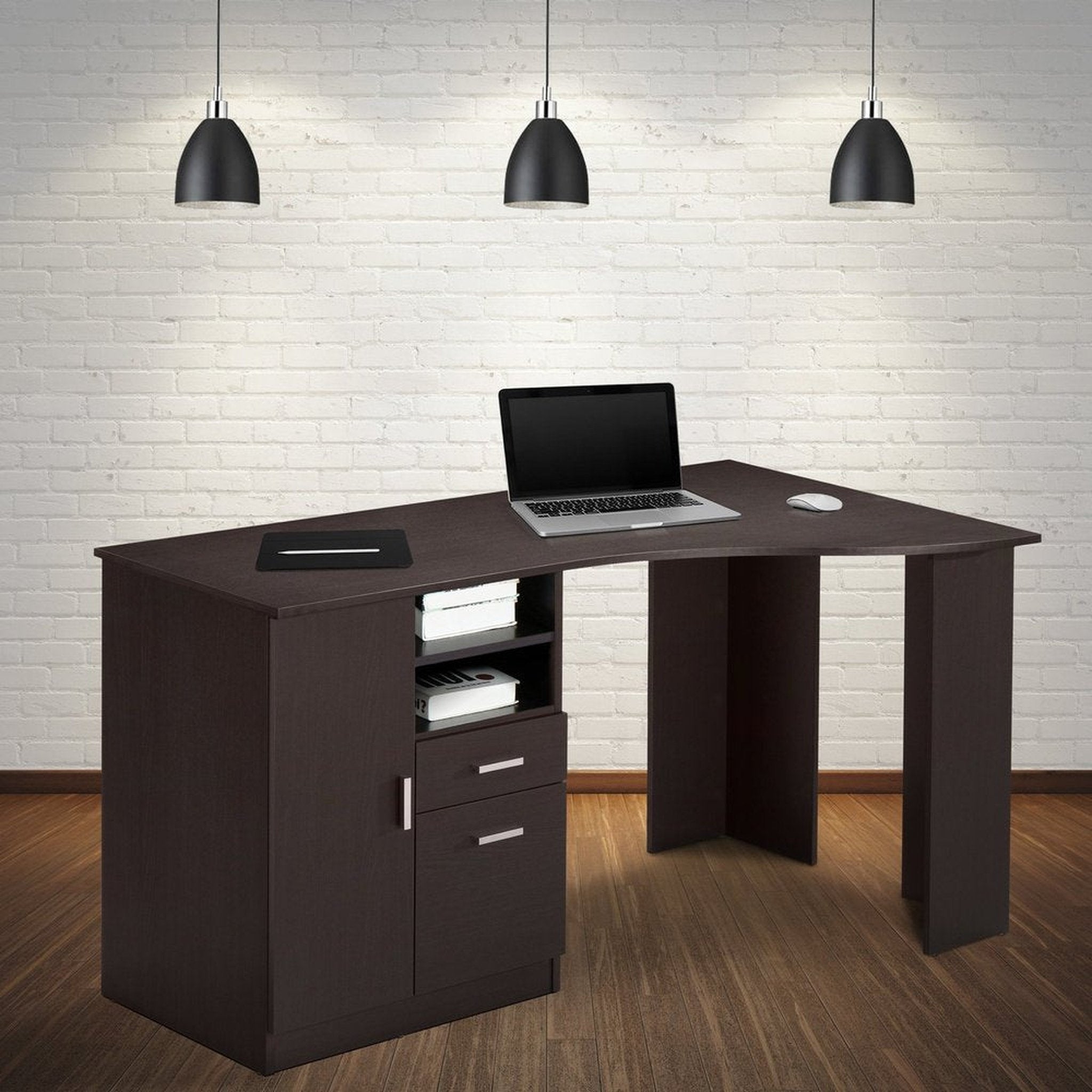 Techni Mobili Classic Office Desk with Storage, Espresso Techni Mobili Desks