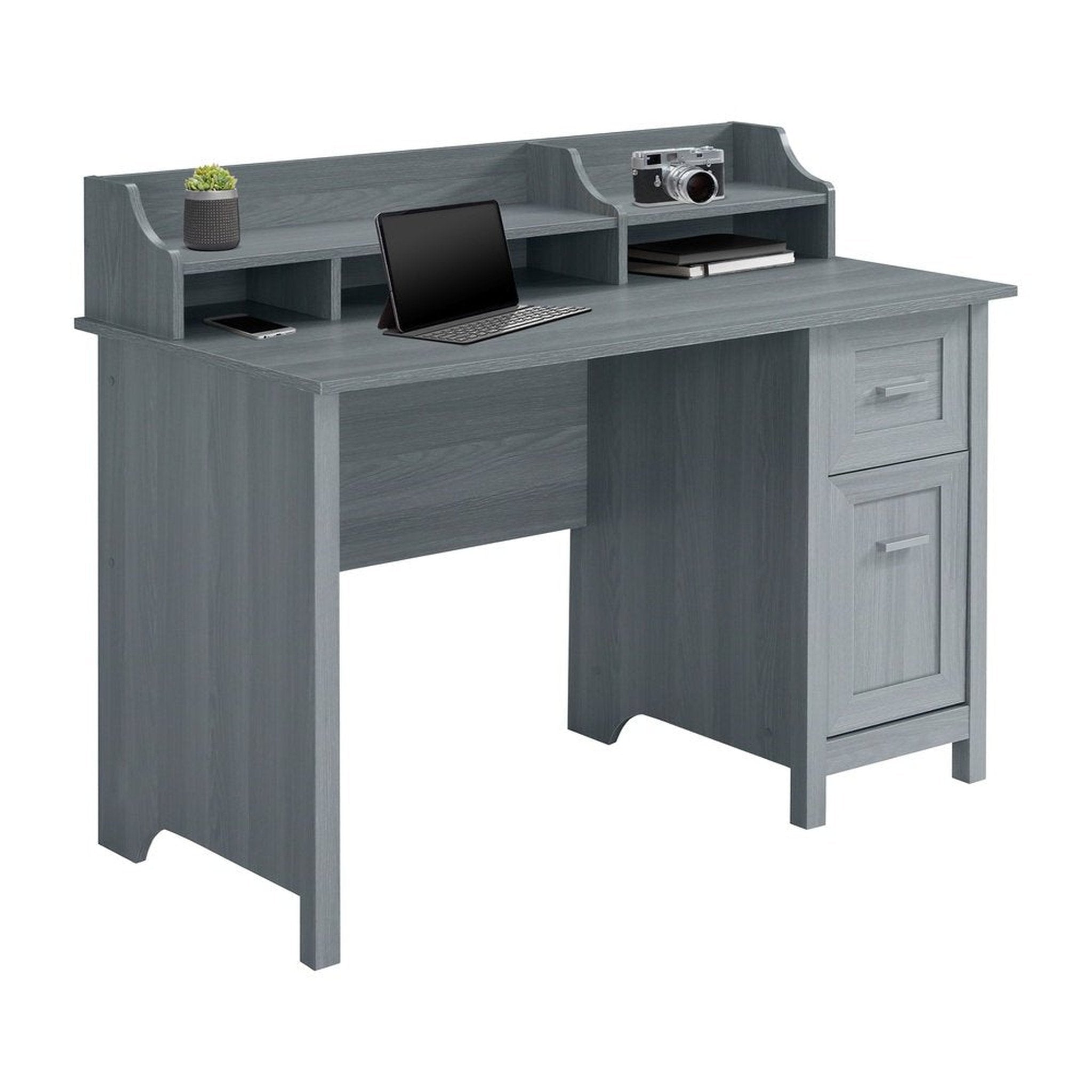 Techni Mobili Classic Office Desk with Storage, Grey Techni Mobili Desks