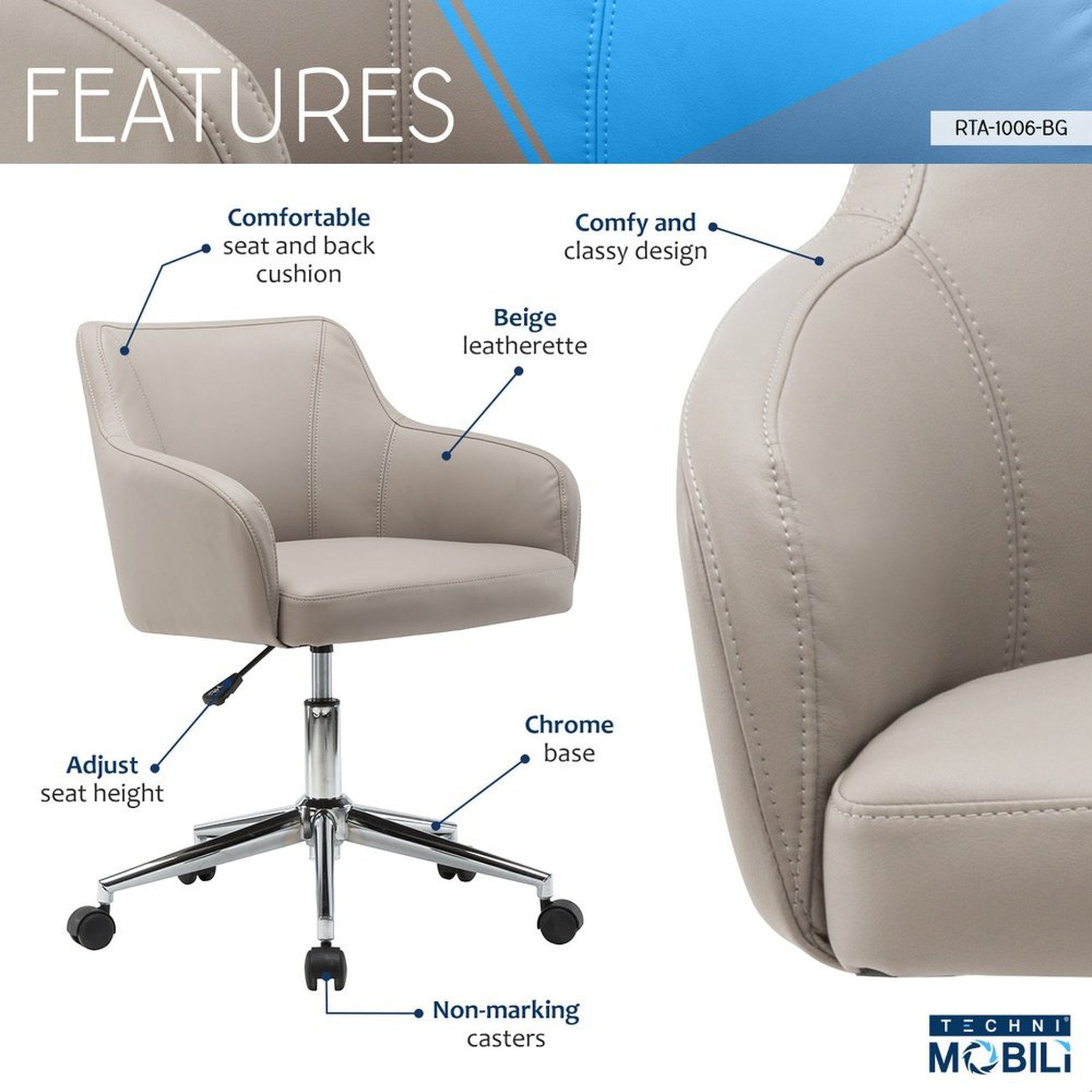 Techni Mobili Comfy and Classy Home Office Chair Techni Mobili Chairs