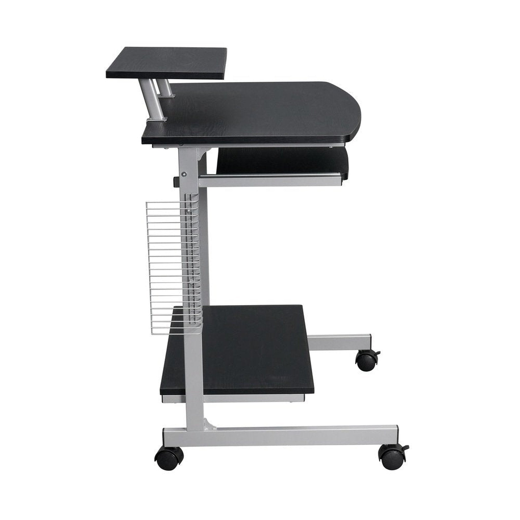 Techni Mobili Compact Computer Cart With Storage, Espresso Techni Mobili Desks