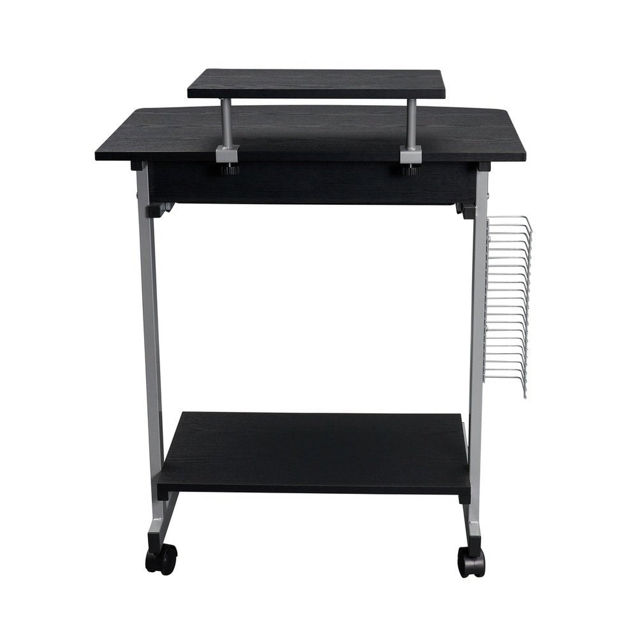 Techni Mobili Compact Computer Cart With Storage, Espresso Techni Mobili Desks