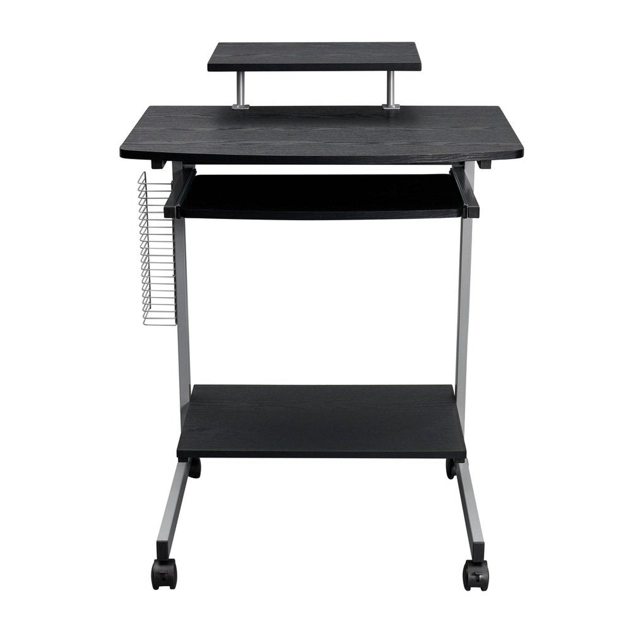 Techni Mobili Compact Computer Cart With Storage, Espresso Techni Mobili Desks