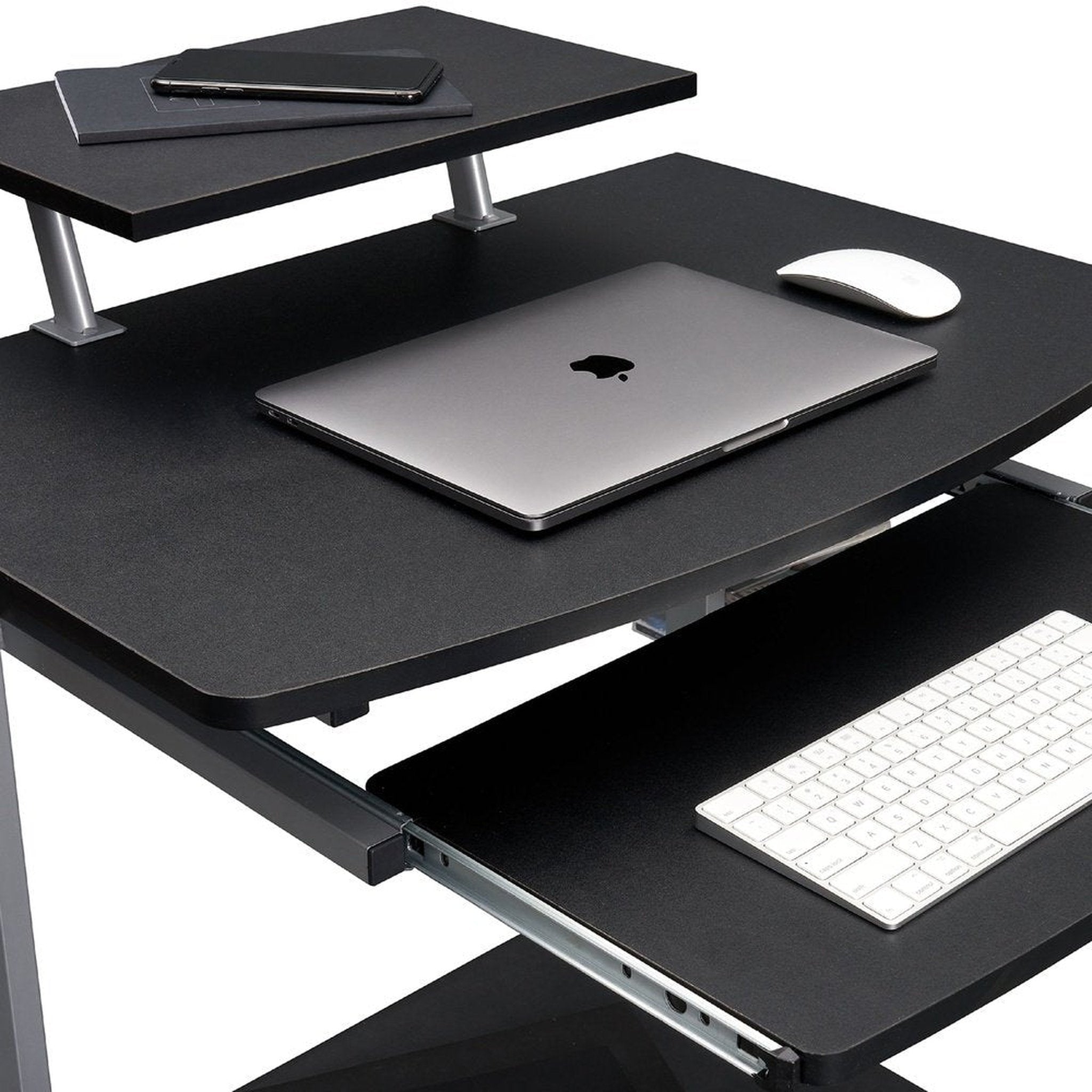 Techni Mobili Compact Computer Cart With Storage, Graphite Techni Mobili Desks