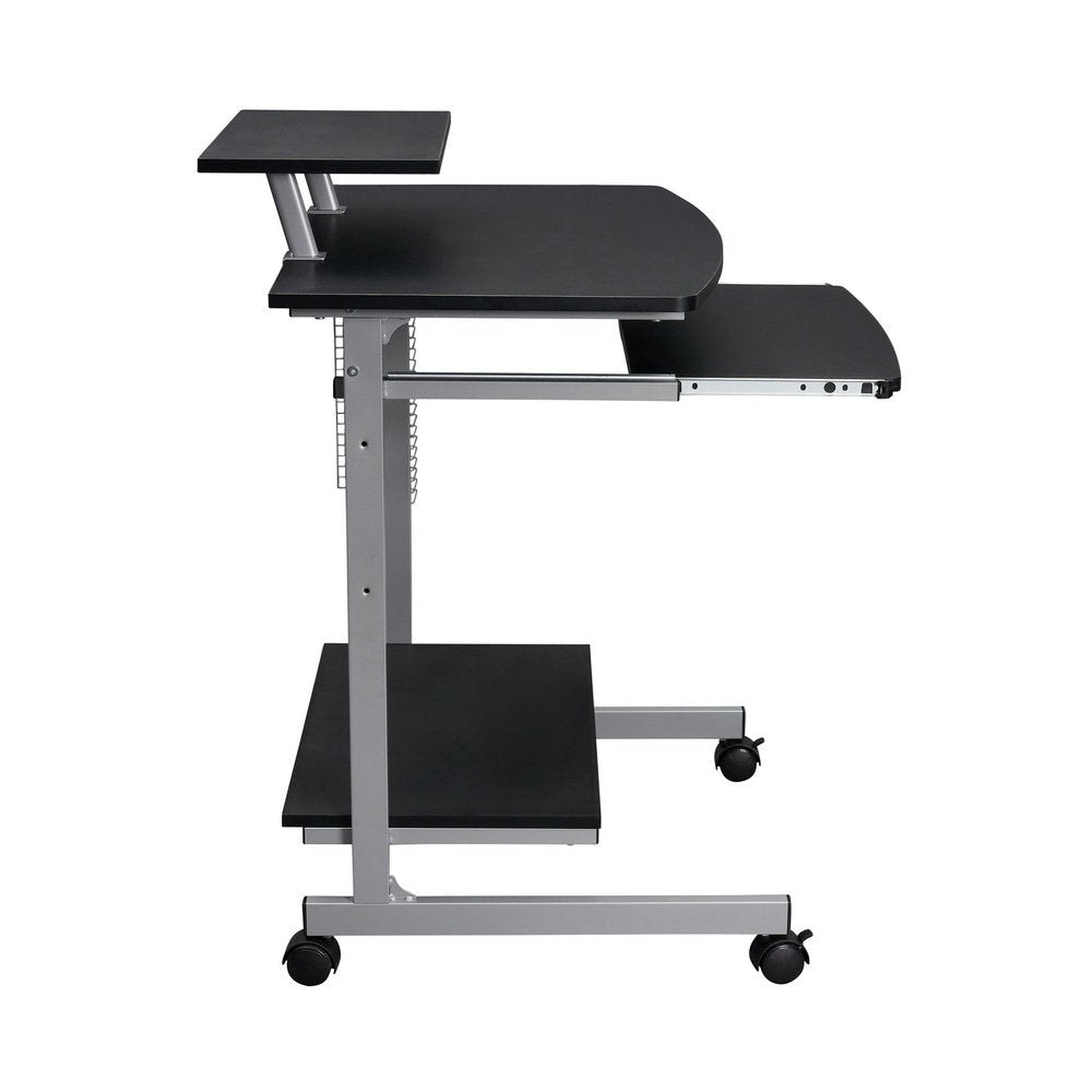 Techni Mobili Compact Computer Cart With Storage, Graphite Techni Mobili Desks