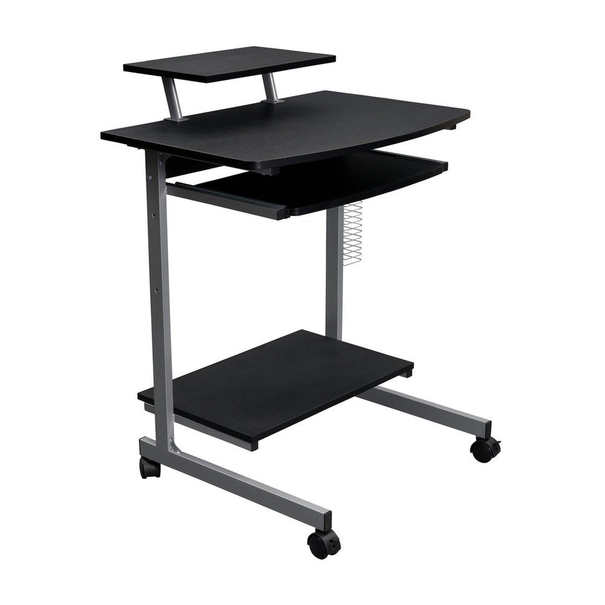 Techni Mobili Compact Computer Cart With Storage, Graphite Techni Mobili Desks