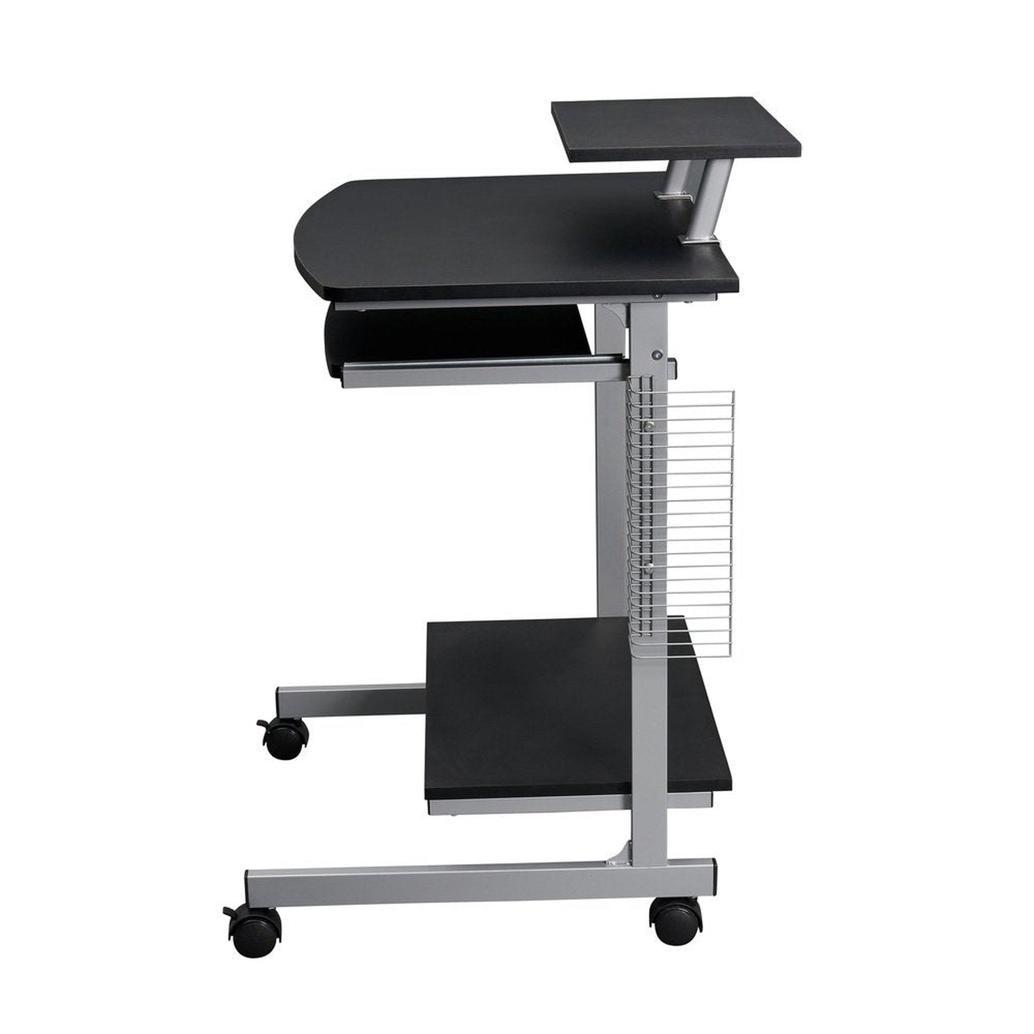 Techni Mobili Compact Computer Cart With Storage, Graphite Techni Mobili Desks