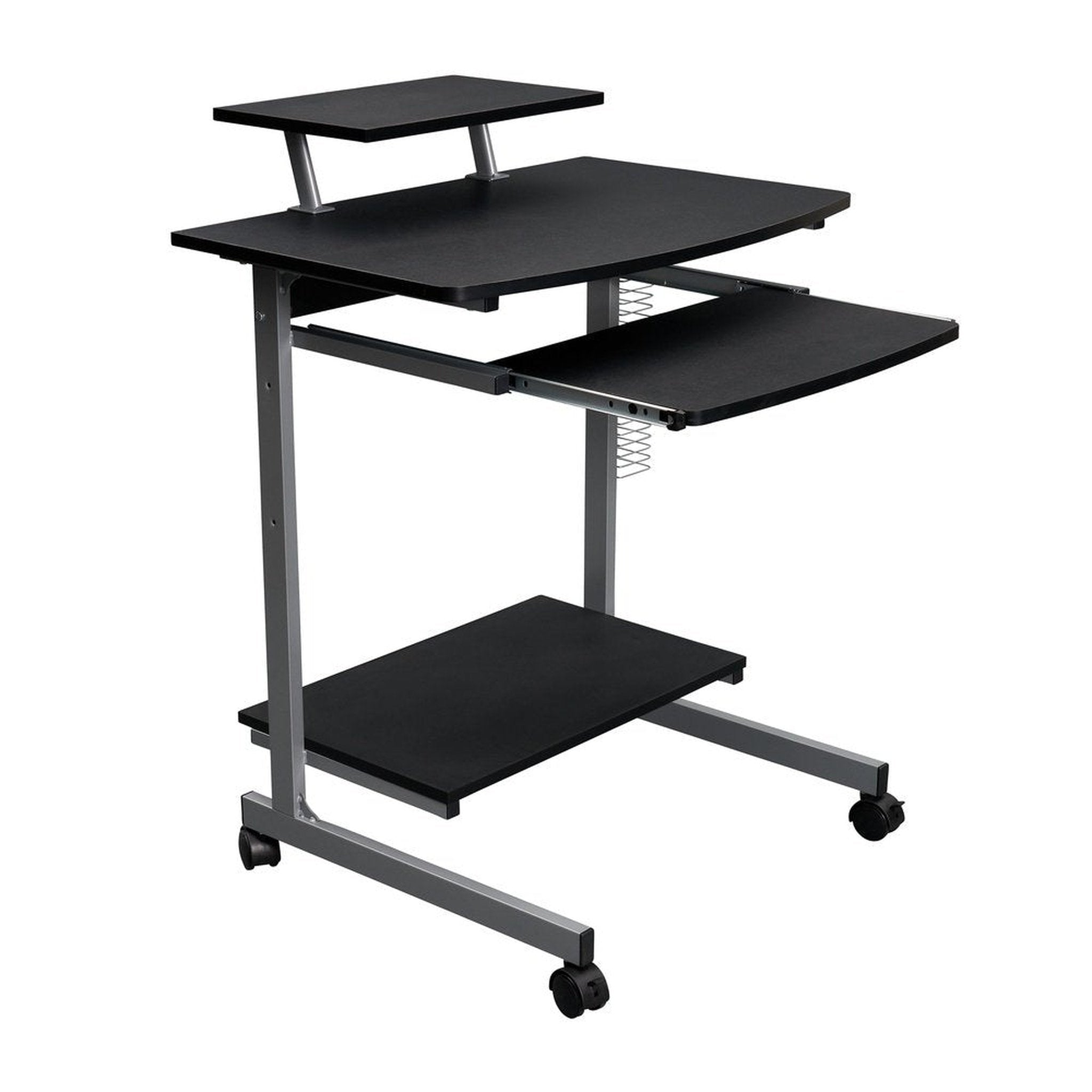 Techni Mobili Compact Computer Cart With Storage, Graphite Techni Mobili Desks