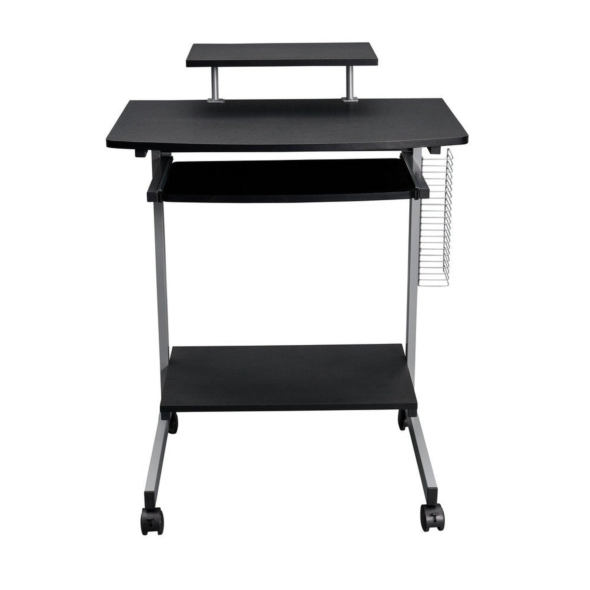 Techni Mobili Compact Computer Cart With Storage, Graphite Techni Mobili Desks